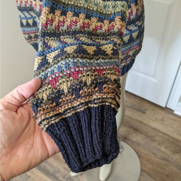 Vintage fisherman's knit cotton sweater  grandpa sweater - Picture 2 of 10